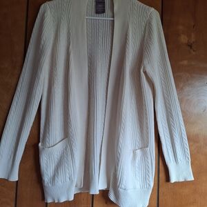 Women's White Open-Front Cardigan Sweater